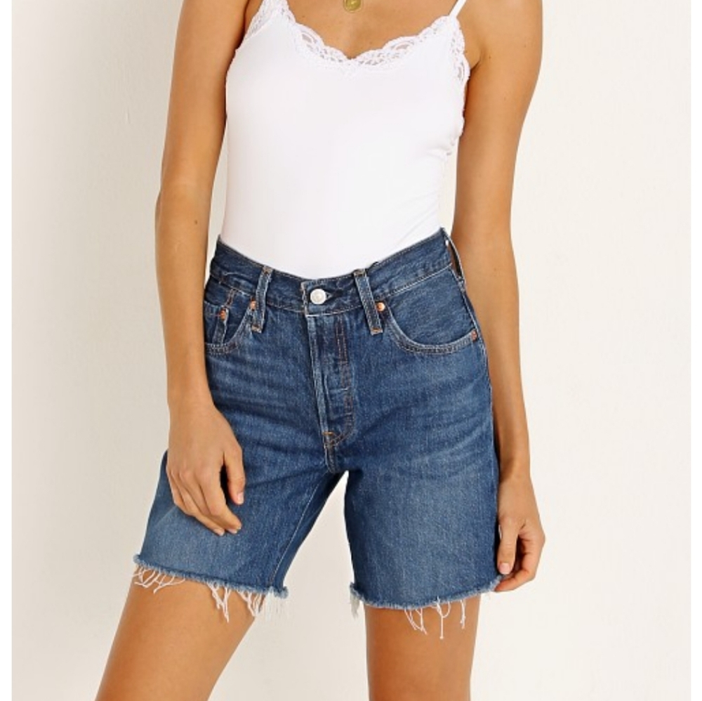 NEW Levi's 501 High Waist Mid Thigh Cut Off Shorts